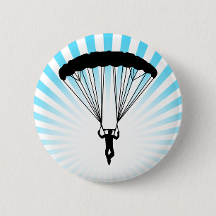 skydiver silhouette 2 inch round button
