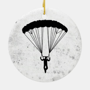 skydiver silhouette ceramic ornament