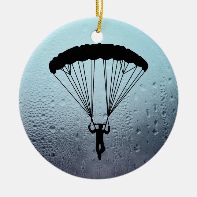 skydiver silhouette ceramic ornament (Front)