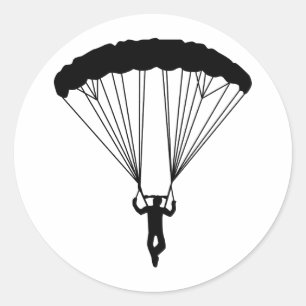 skydiver silhouette classic round sticker