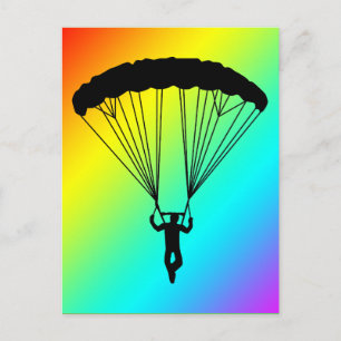 skydiver silhouette postcard
