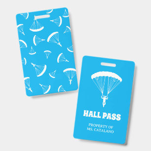 skydiver Teacher Hall Pass school colours Badge