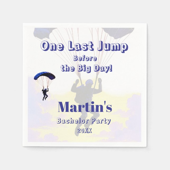 Skydiving Bachelor Party Funny Adventure Theme Napkin (Front)