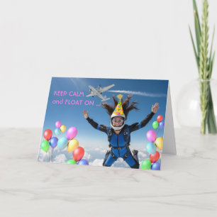 Skydiving Birthday Female Skydiver Balloons Card