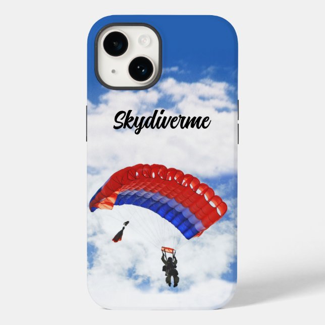 Skydiving colourful Parachute and diver Personaliz Case-Mate iPhone Case (Back)