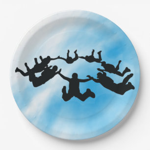 Skydiving Freefall Design Paper Party Plate