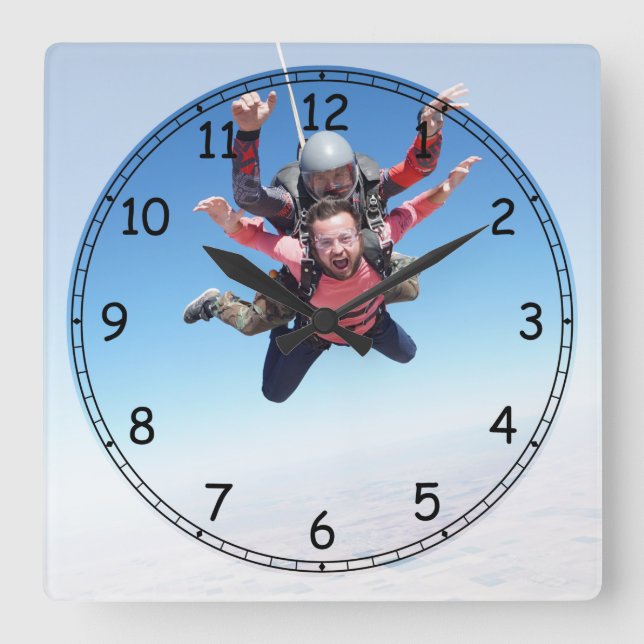 Skydiving Fun Square Wall Clock (Front)