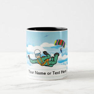 Skydiving - Grandpa Cartoon by PrintedPerfection Two-Tone Coffee Mug