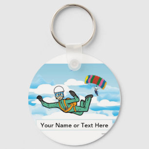 Skydiving - Granny Cartoon by PrintedPerfection  Keychain