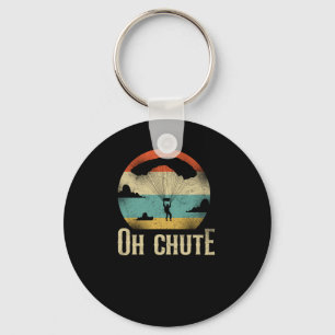 Skydiving Oh Chute Parachute Paraglide Retro Vinta Keychain