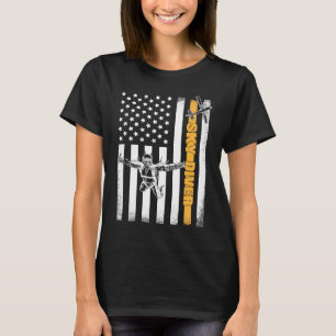 Skydiving  Parachuting American Skydiver USA Flag T-Shirt