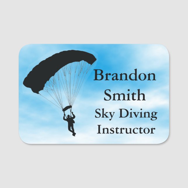 Skydiving Parachuting Design Name Tag (Front)