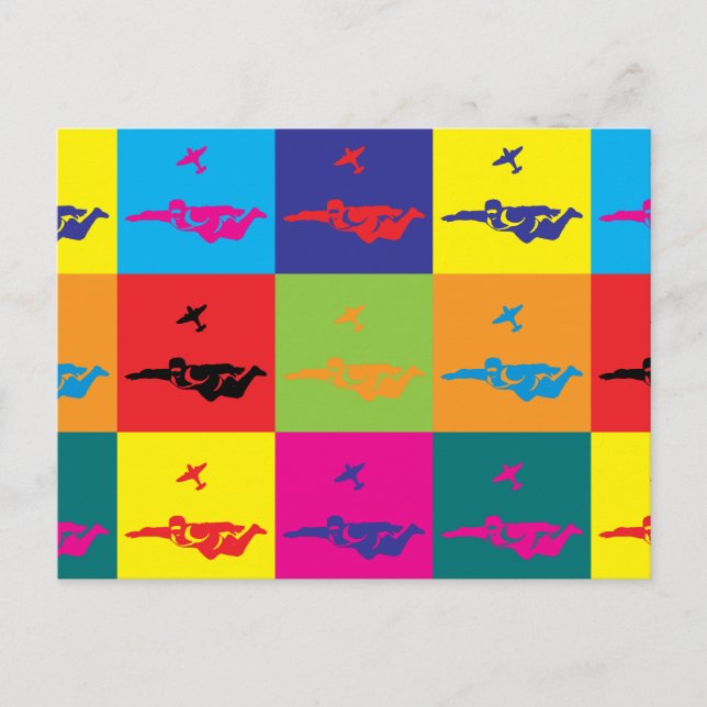 Skydiving Pop Art Postcard (Front)