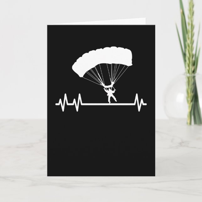 SkyDiving Pulse Heartbeat Skydiver Parachute Card (Front)