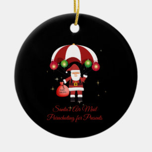 Skydiving Santa Parachute Air Mail Ceramic Ornament