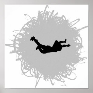 Skydiving Scribble Style Poster