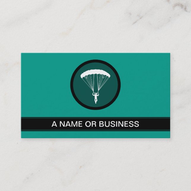 skydiving sea green bubble business card (Front)