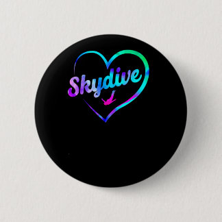 Skydiving Skydive Heart Watercolor 2 Inch Round Button