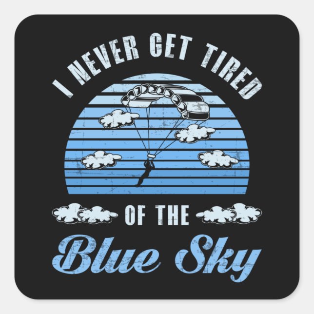 Skydiving Skydive Jump Skydiver Retro Funny Gift Square Sticker (Front)
