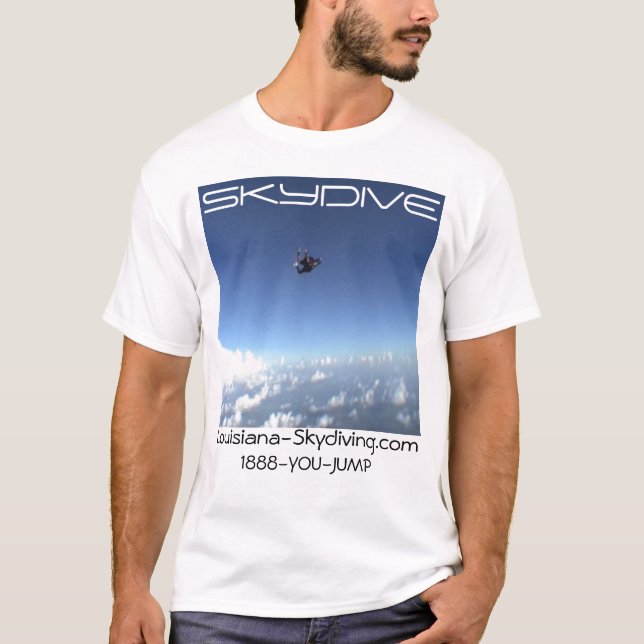 skydiving skydive parachute clouds logo T-Shirt (Front)