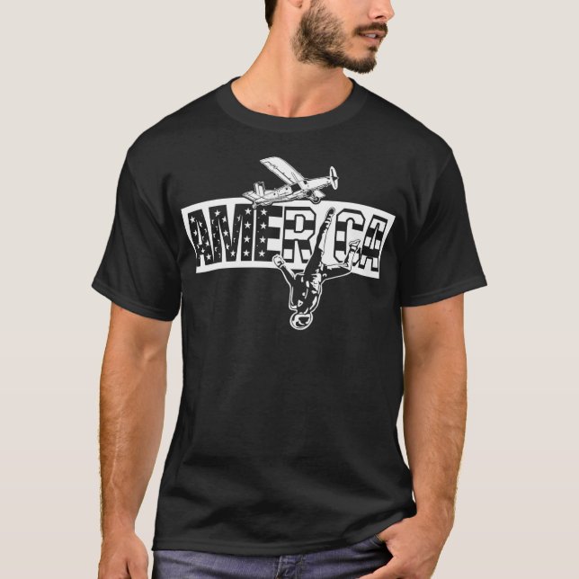 Skydiving Skydiver America Skydive Parachuting Gif T-Shirt (Front)