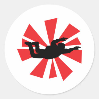 skydiving skydiver icon classic round sticker