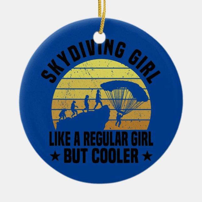 Skydiving Skydiver Parachuting Parachute Ceramic Ornament (Front)