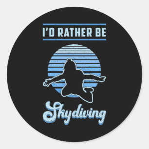 Skydiving Skydiver Parachuting Retro Funny Gift Classic Round Sticker