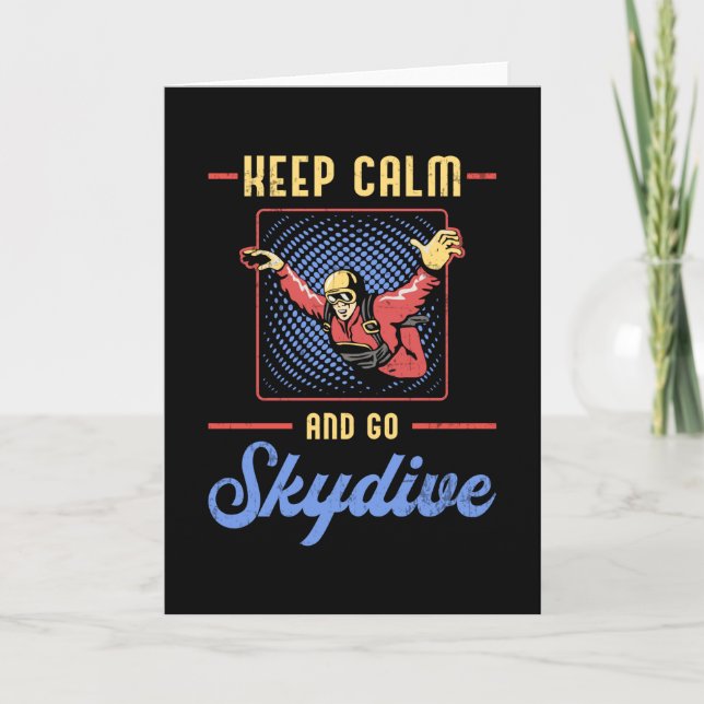 Skydiving Skydiver Retro Keep Calm Funny Gift Card (Front)