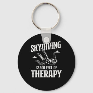 Skydiving Skydiving 12500 Feet Of Therapy Vintage Keychain