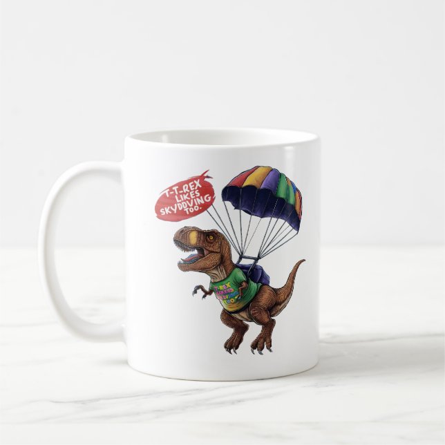 Skydiving T-Rex  Coffee Mug (Left)