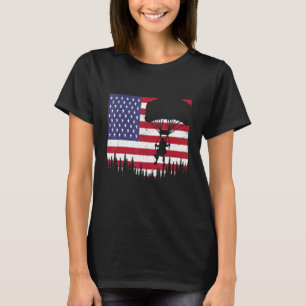 Skydiving Vintage American Flag Funny Skydiver Sky T-Shirt