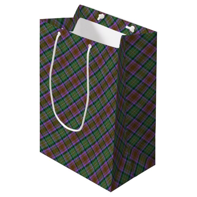 Skye Green and Violet Highland Plaid Pattern Medium Gift Bag (Front Angled)