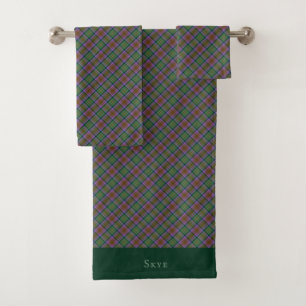 Skye Green Violet Earth Tartan Plaid Bath Towel Set