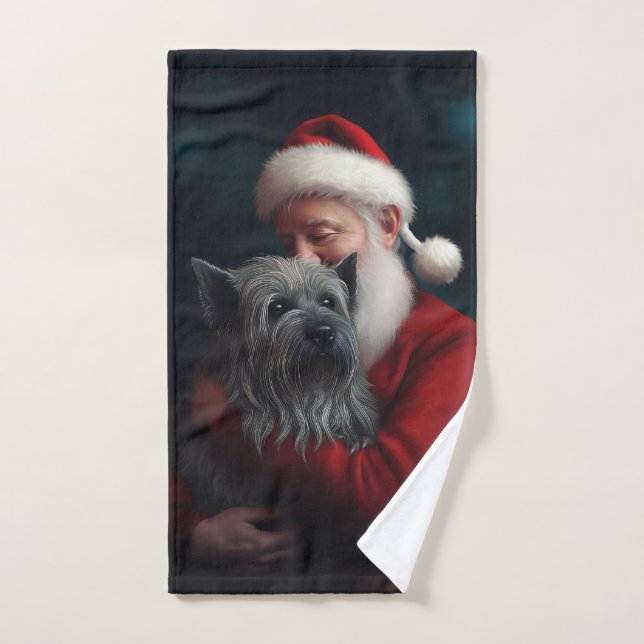 Skye Terrier avec Noël Festif du Père Noël (Serviette à main)