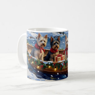 Skye Terrier Christmas Boat Holiday Coffee Mug