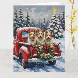 Skye Terrier Christmas Red Truck Holiday Card
