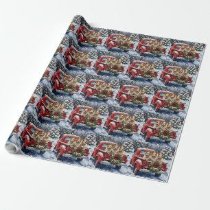 Skye Terrier Christmas Red Truck Holiday Wrapping Paper
