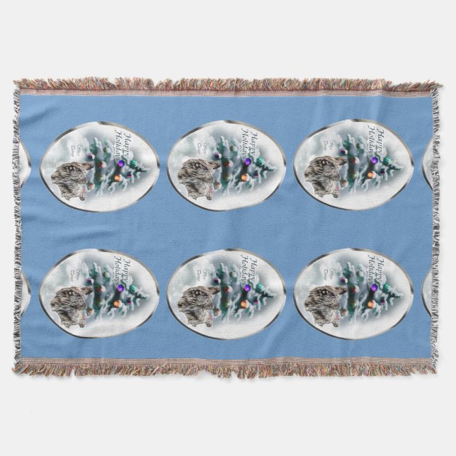 Skye Terrier Christmas Throw Blanket (Front)
