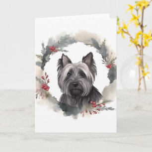 Skye Terrier Christmas Wreath Festive Pup Card