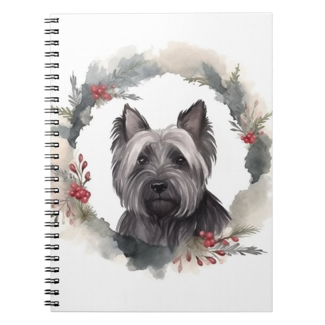 Skye Terrier Christmas Wreath Festive Pup Notebook (Front)