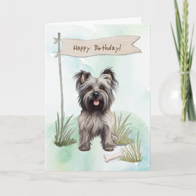 Skye Terrier Dog Breed Under Birthday Sign Card (Front)