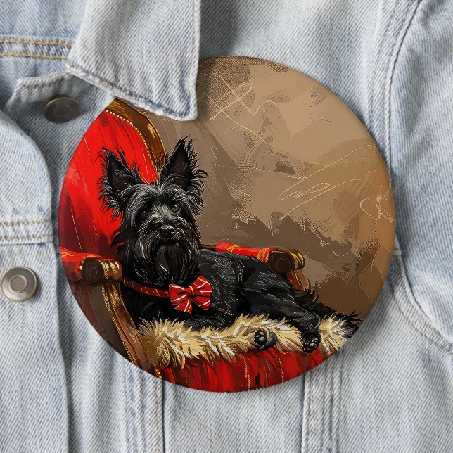 Skye Terrier Dog Christmas Festive  6 Inch Round Button (In Situ)