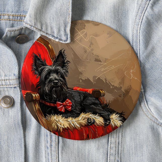 Skye Terrier Dog Christmas Festive  6 Inch Round Button (In Situ)