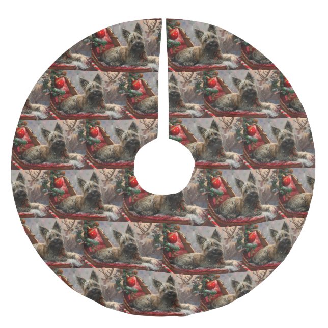 Skye Terrier Dog Christmas Festive Brushed Polyester Tree Skirt (Front)