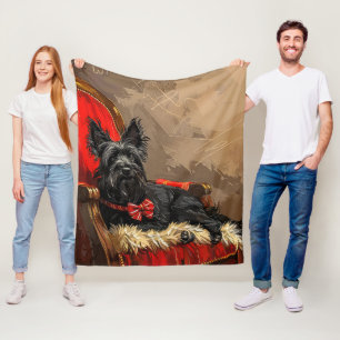 Skye Terrier Dog Christmas Festive  Fleece Blanket
