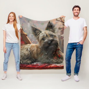 Skye Terrier Dog Christmas Festive Fleece Blanket