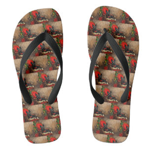 Skye Terrier Dog Christmas Festive  Flip Flops