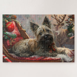 Skye Terrier Dog Christmas Festive Jigsaw Puzzle