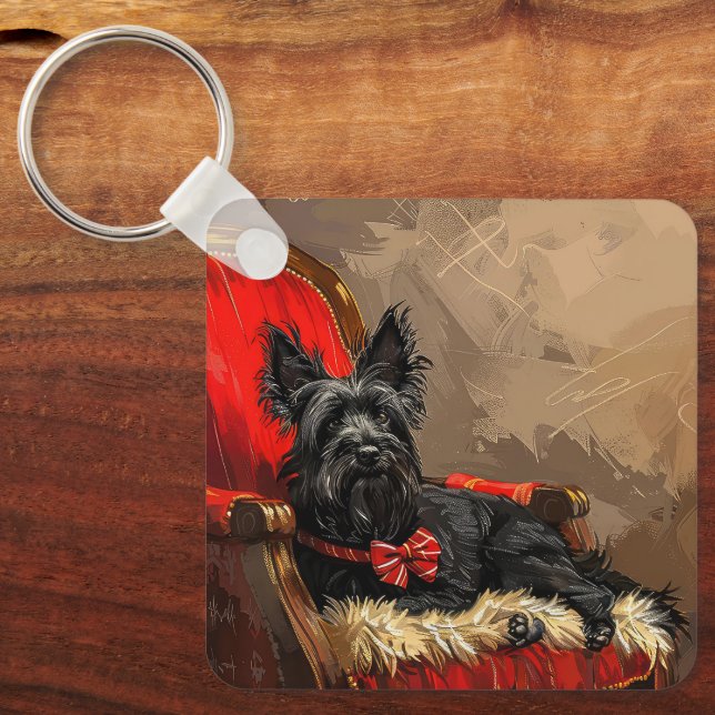 Skye Terrier Dog Christmas Festive  Keychain (Front)